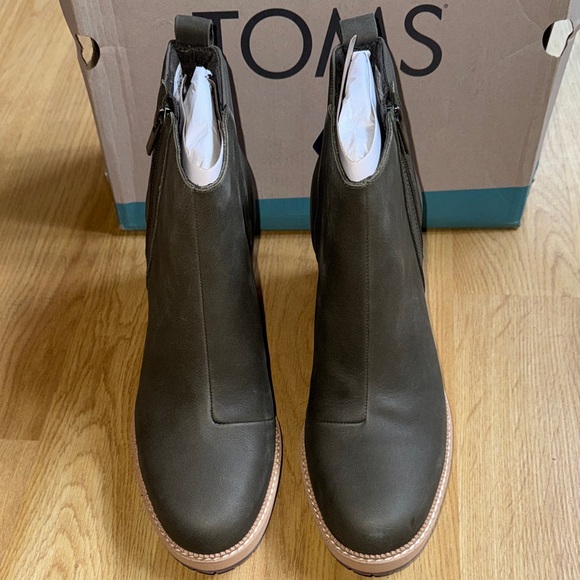 TOMS Size 10 Women's Tarmac Olive water resistant Wedge Ankle Boots - Picture 3 of 14